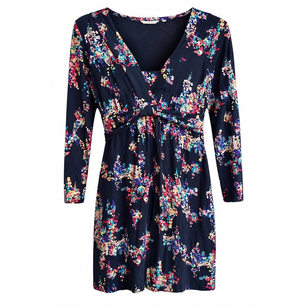 Boden Navy Abstract Floral Knit Dress Size 6 Effortless Chic Stretch Dress